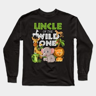 Uncle of the Wild One Zoo Birthday Safari Jungle Animal Long Sleeve T-Shirt